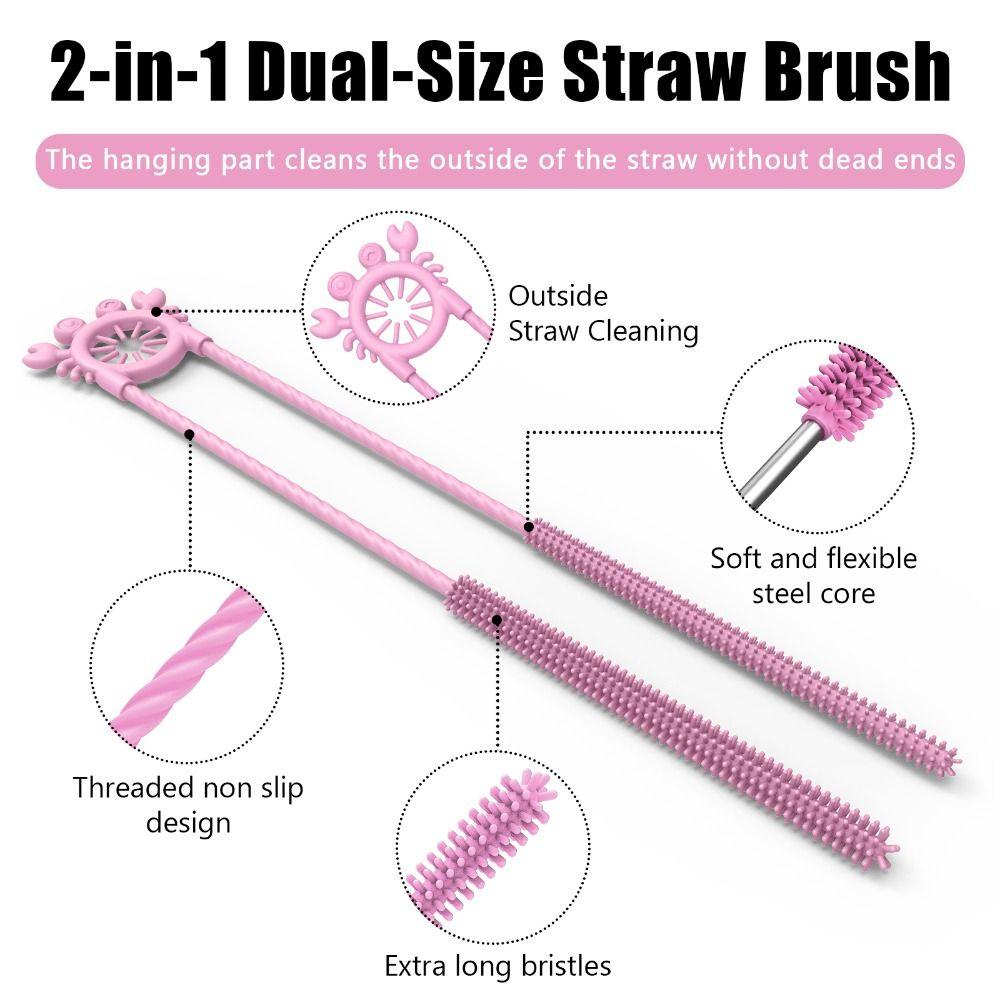 Long Handle Straw Cleaning Kit Silicone Bottle Brush Professional Straw Cleaner Brush Tumblers
