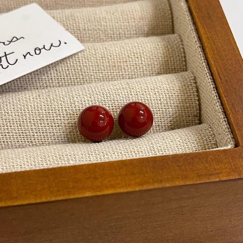 Бордовые Серьги-Пусеты Doudou Женские Ретро Гонконгский Стиль Красные Серьги Растягивающие Мочки Ушей Серьги-Гвоздики Для Сна Аксессуары Для Ушей