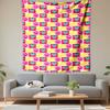 Colorful Pattern with Bones, Hearts, and Paw Prints - Patterned tapestry for bedroom and living room home decor