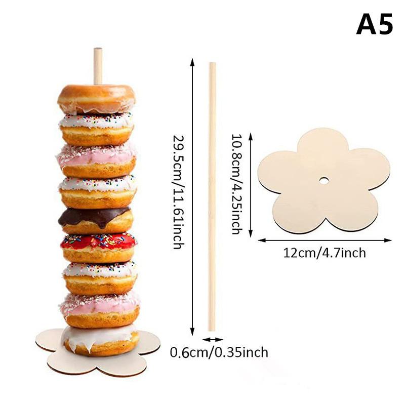 Wooden Doughnut Holder Dessert Display Rack Dim Sum Bread Sales Rack Donut Stand Birthday Party Wedding Table Decoration