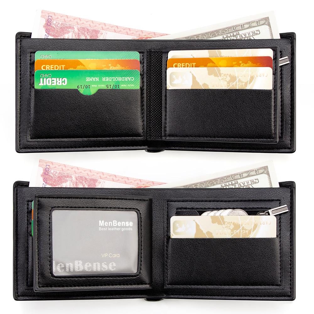 Мужской кошелек-бифолд через границу с множеством отделений для карт и карманом для монет - Высококлассный деловой стиль