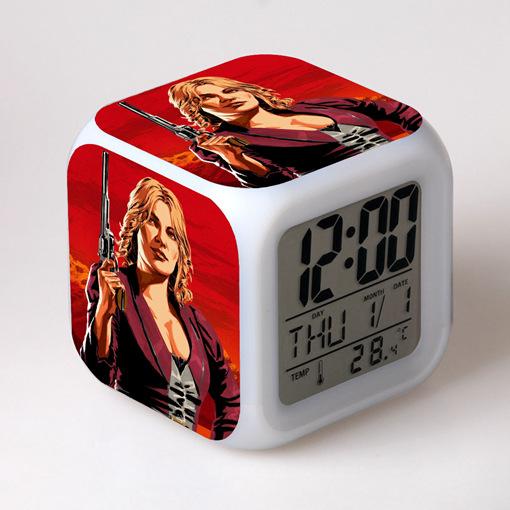 Western John Client Alarm Clock Student Small Gifts Color-changing Colorful Alarm Clock Square Clock