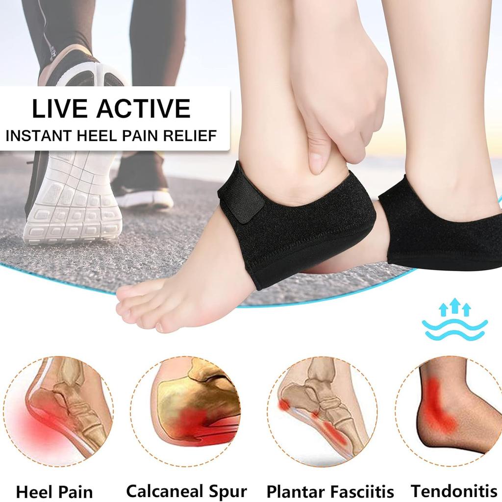 Heel Protectors, Heel Cups, Gel Heel Cushion Support for Plantar Fasciitis, Heel Pain, Achilles Tendinitis, Dry Cracked Heels, Heel Pads