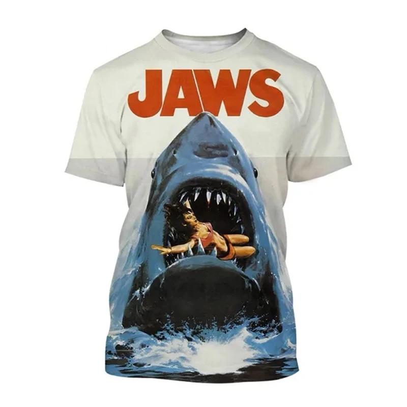 Horror Movie Jaws T-Shirts Shark 3D Printed Streetwear Fashion Oversized Short Sleeve T Shirt Kids Tees Tops Clothing