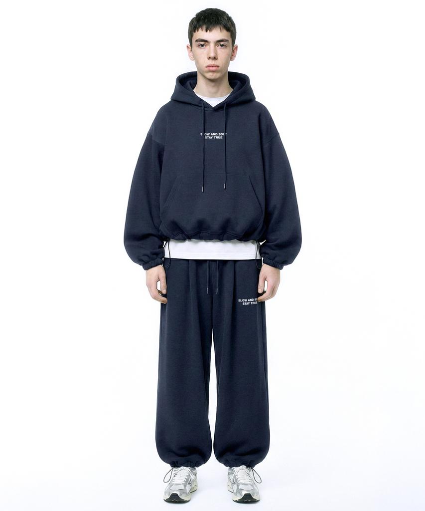 PRINOAR Small Slow And Soft String One-Pleat Wide Pants - Navy
