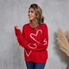 Winter Women's Sweater Love Valentine's Day Pullover Large Peach Heart Color Clash Sweater