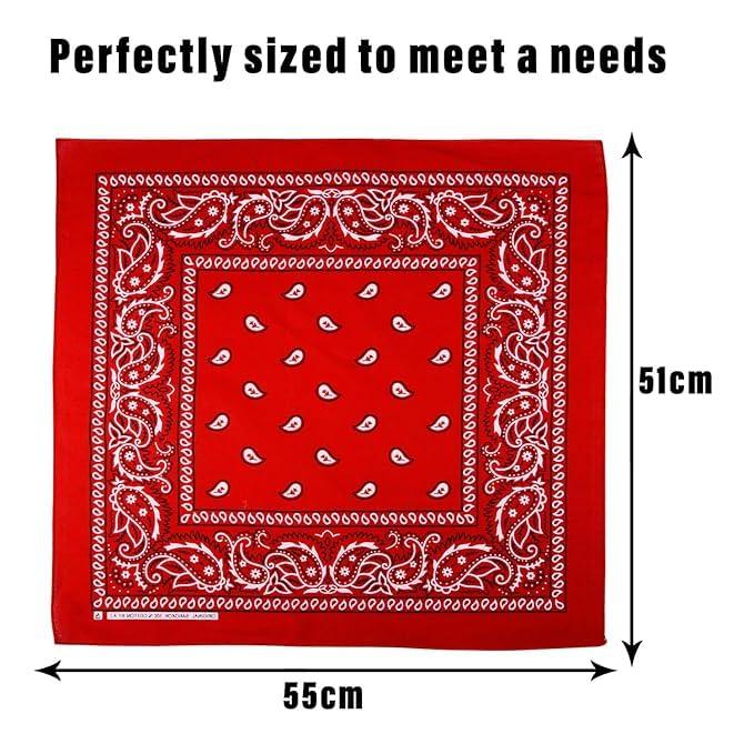 Ally Vinny Unisex Cotton Bandana Handkerchiefs | Urban Paisley & Graphic Prints | Soft, Breathable & Multipurpose Head Wrap | Size: 51 × 55 cm | Mul