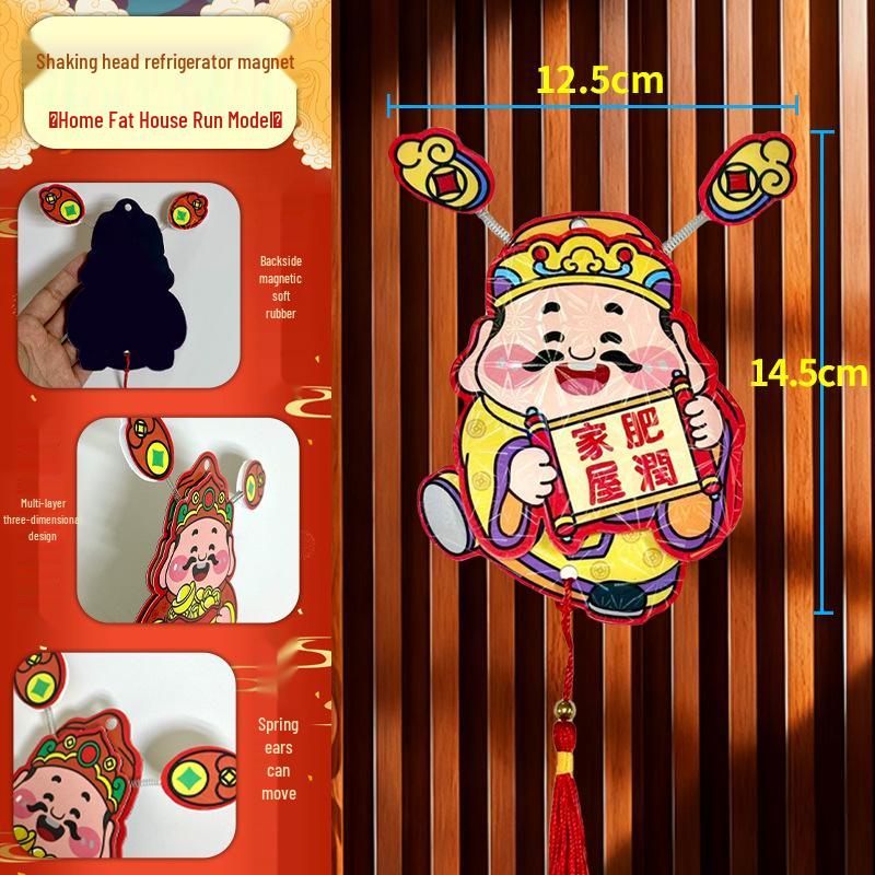 Трехмерный магнит Бога богатства: Праздничное новогоднее украшение для горшечных растений и гостиных