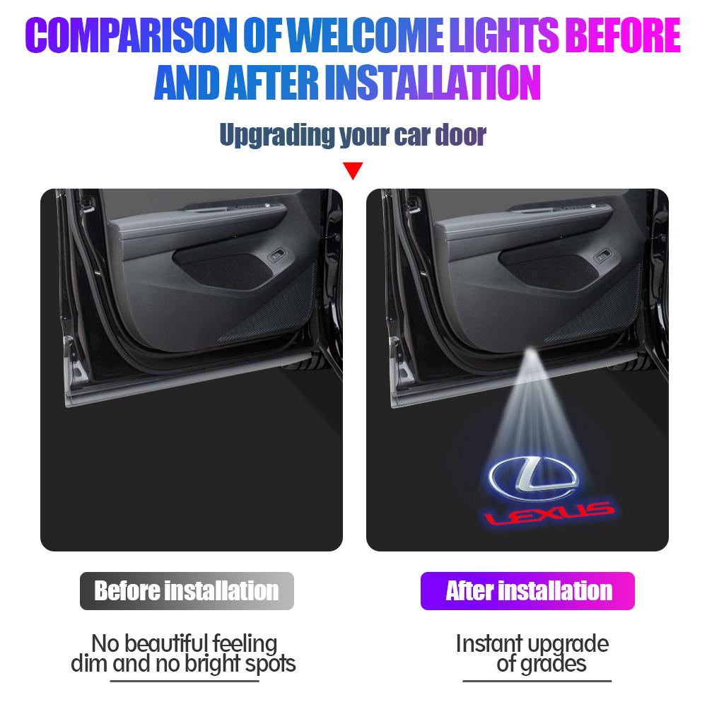 SKIA7 Interior Stickers Car Door HD Logo Courtesy Lamp Laser Projector Welcome Light For Lexus NX IS 250 RX GS UX RX300 RX350 CT200H G