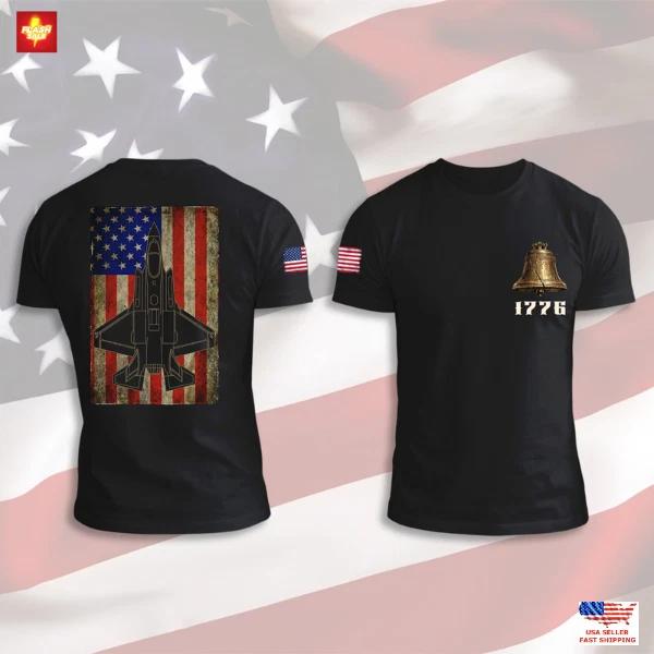 F-35 Lightning II USA Flag Patriotic Military Jet T-Shirt
