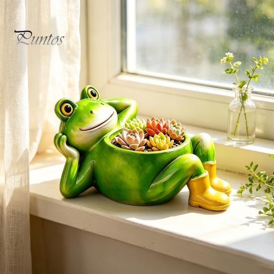 Маленький горшок для суккулентов, комнатный, милый горшок-лягушка, лежащая, декоративный смоляной горшок для растений, забавные контейнеры для посадки растений, контейнер, уличный цветок