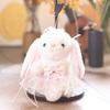 Cute Bunny Plush Doll With Striped Fabric For Bag Pendant And Key Holder