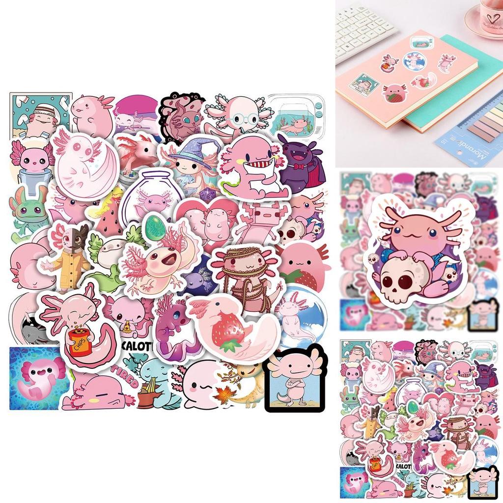50pcs Axolotl Stickers Waterproof Reusable Adhesive For Laptop/phone/suitcase