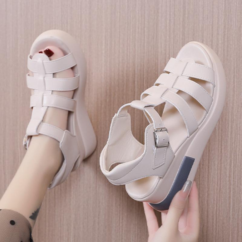 Новые женские сандалии, повседневные римские сандалии с открытым носком на толстой подошве, удобная женская обувь