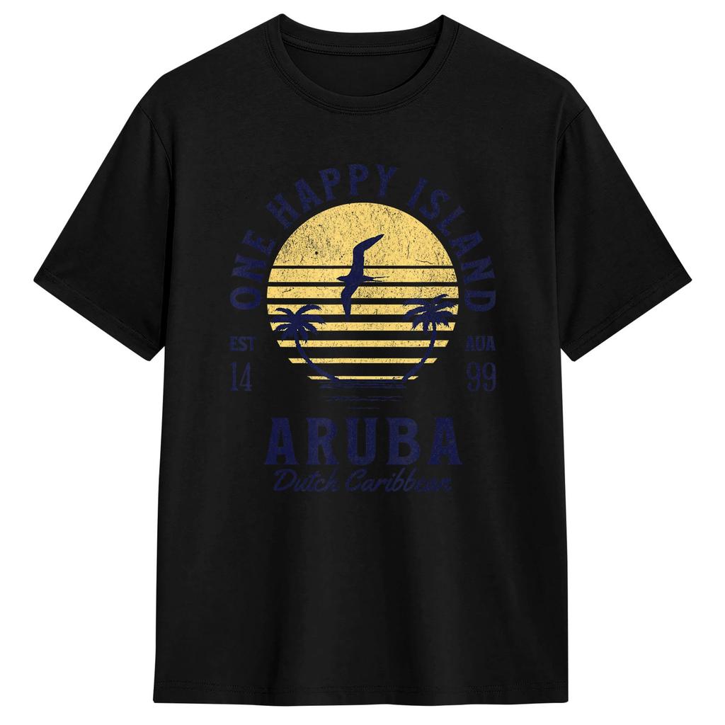Aruba One Happy Island Souvenir TShirt Summer Cotton T Shirts For Unisex Casual Tshirt Short Sleeves YK Funny Top Tees