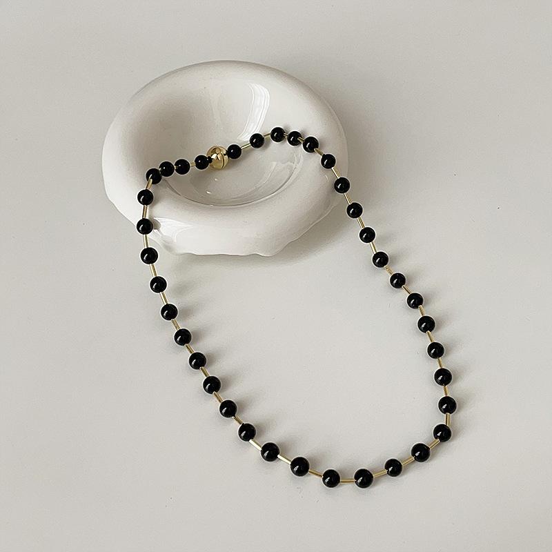 Ретро Новое китайское ожерелье из натурального камня с бусинами Женское свежее индивидуальное модное направление Универсальная цепочка на шею Цепочка на ключицу