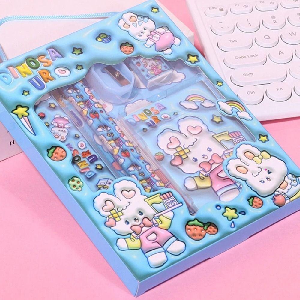 6Pcs/Set Sharpener Stationery Set Erasers Study Stationery Set Children's Pencils School Supplies