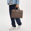 Coach Ethan 38 Logo Zip Closure Leather Tote Briefcase Men tote Dark-Stone CR271-QBCBD