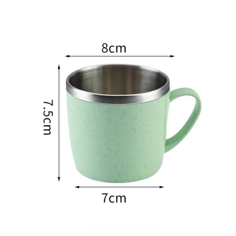 Stainless Steel Wheat Straw Element Cup Portable Double Wall Heat-insulating Coffee Tumbler Household Anti-scalding Drinking Mug