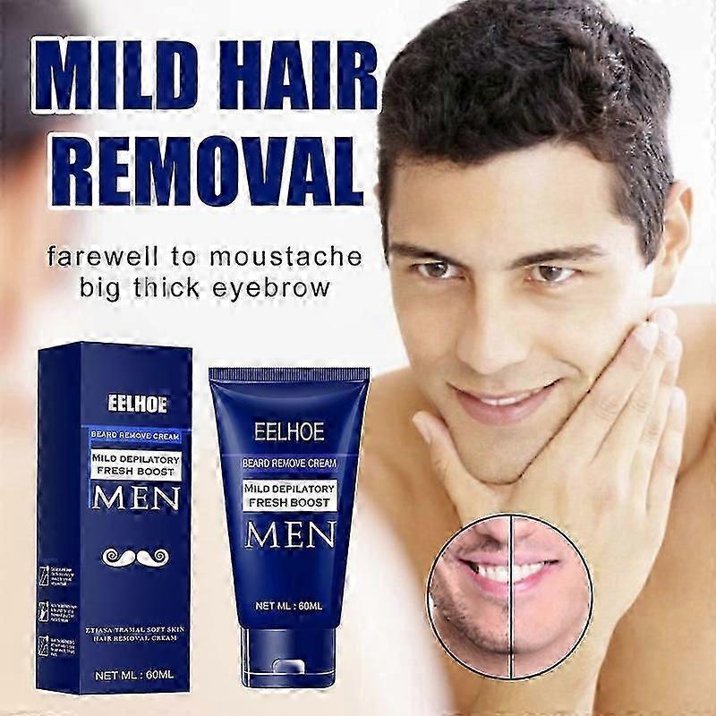 Beard Hair Removal Cream for Men Painless Soothing Depilatory Cream Effective Hair Removal Cream for Most Skin Types