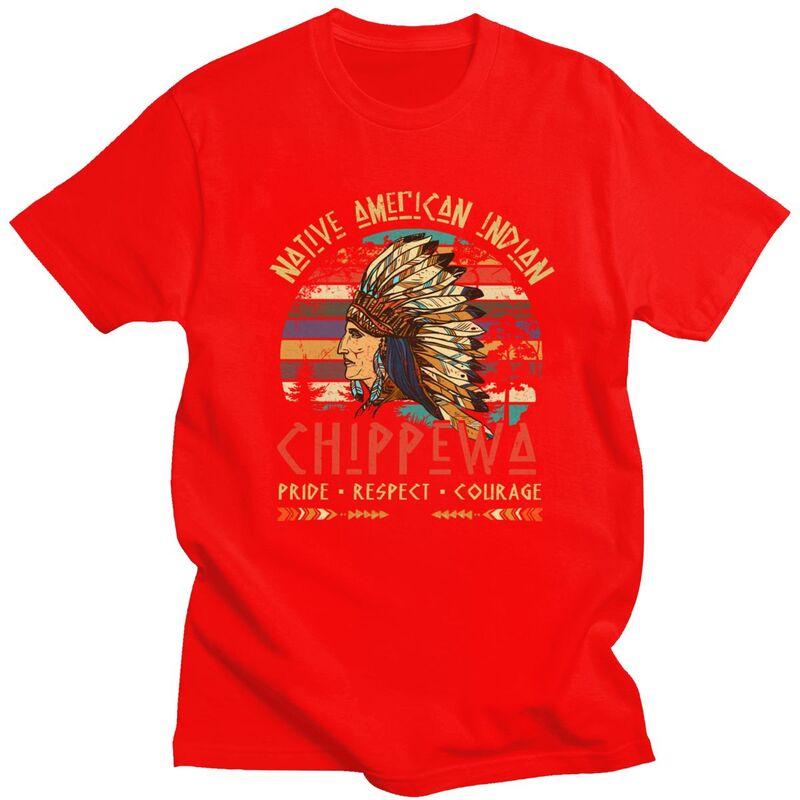 Чиппева Коренные Американцы Индейская Гордость Коренное Племя Футболка для Мужчин Футболка Летний Стиль Короткий Рукав Футболка Одежда