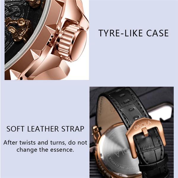 Unique Quartz Watch Men Luxury Rose Gold Skin Cool Gift Mens Casual Fashion Waterproof Watch