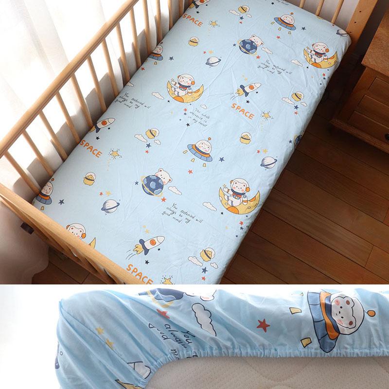 Простыня на резинке для детской кроватки для новорожденных, мягкий хлопковый чехол для матраса с резиной 130x70 см
