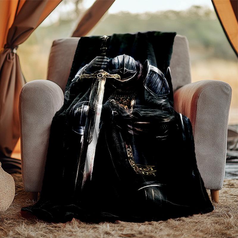 Cross Templars Knight Flannel Blanket Soft Warm All-Season Throw, Design for Camping, Car Travel, Hiking Sofa, Bed, Office Perfect Gift for Parties