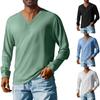 Men'S V-Neck Loose Casual Long Sleeved Shirt Fashionable Top