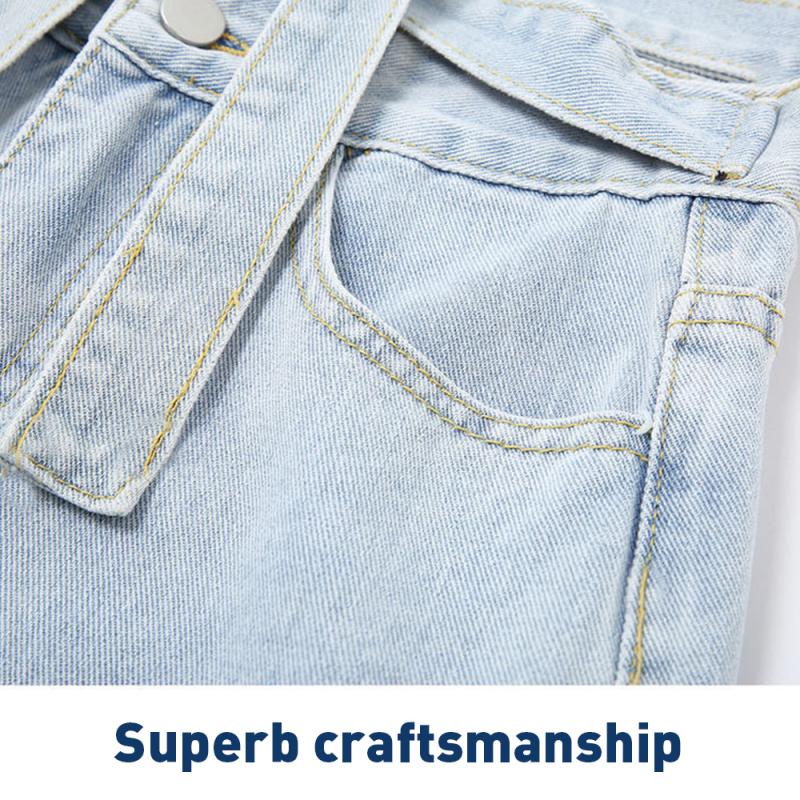 Светло-голубые джинсы, женские сексуальные бандажные корейские версии, джинсовые брюки в стиле ретро с высокой талией, широкие брюки, уличная одежда, мешковатые джинсы