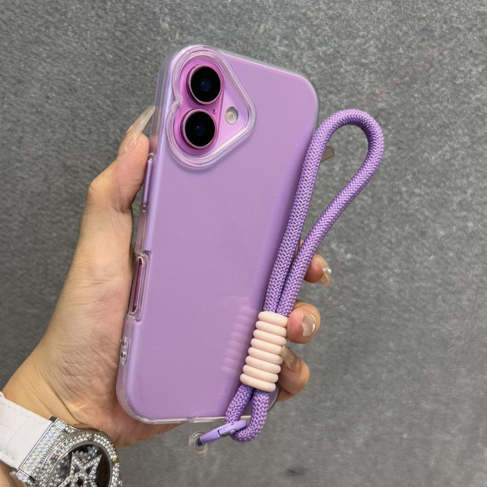 Силиконовый чехол для телефона с ремешком на запястье для iPhone 16 15 14 13 12 11 Pro Max Plus Милый прозрачный защитный чехол со шнурком Противоударная крышка