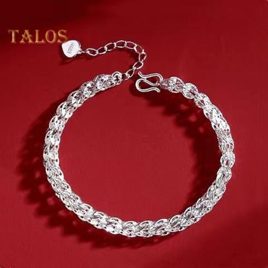 Women Bracelet Hollow Out Adjustable Length Retro Style Silver Plated Anti-rust Prom Daily Dating Wrist Chain Lady Jewelry Birthday Present