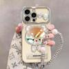 Little Bear Makeup Mirror Chain Is Suitable for Apple 16pro Phone Cases with Stand 15, Electroplated Large Window 14, Bow X