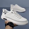2024 New Men Casual Leather Vulcanized Shoes Youth Fashion Hollow Out Flat Designer Shoes Ttreet Trend Leather Outdoor Shoes
