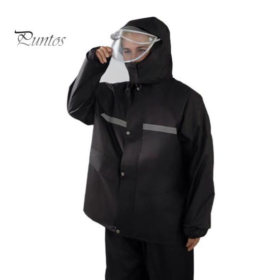 Комплект из 2 шт., плащ, брюки, мужской, женский, с капюшоном, длинный рукав, дождевик, эластичный пояс, длинные брюки, комплект, светоотражающие полосы, водонепроницаемый дождевик