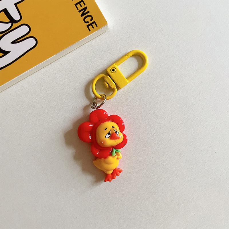 Прекрасный Желтый Раздражающий Утенок Брелок Подвеска Мультяшная Смола Брелок для Ключей от Машины для Девочек Женщин Украшение Аксессуары для Сумки Рюкзака