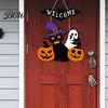 Halloween Gift for Friends Wooden Welcome Door Sign, Pumpkin Ghost Bat Hanging Decor Yard, Home Party Entrance Rustic Wood Art Sign