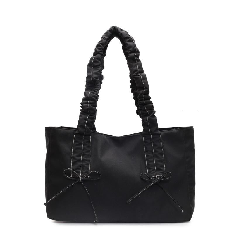 Корейская версия модной сумки через плечо с бантом 2025 новая плиссированная сумка-тоут большой вместимости в стиле слоучи, зарубежная сумочка