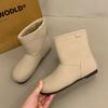 Модные женские зимние ботинки цвета хаки, утепленная обувь, сохраняющая тепло, зимние ботинки для женщин, с круглым носком, серые, средние, женские ботинки-трубы