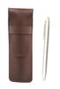 Футляр для ручки из зернистой коровьей кожи шоколадного цвета с каподастром Blasda Набор шариковых ручек с жемчужным стержнем SASTYO-TK11-P
