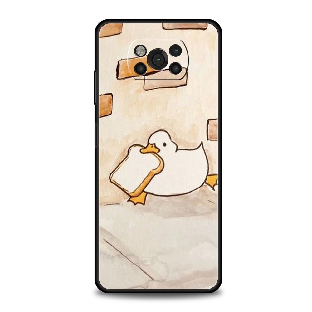 Чехол для телефона для Xiaomi Poco X6 X5 X4 Pro 5G X3 NFC F5 F4 M5 M4 M3 F3 GT C51 C50 C55 Силиконовый Черный Чехол Мультяшная Утка Гусь Игра