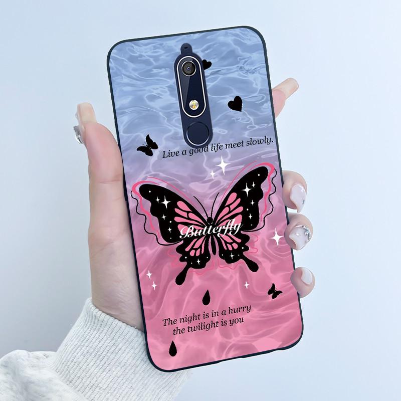Милый Чехол Для Nokia 5.1/Nokia 5.1 Plus/Nokia X5/Nokia 5 Funda Чехол с Рисунком Защитная Крышка Мягкий Силикон Мультяшный Черный Корпус