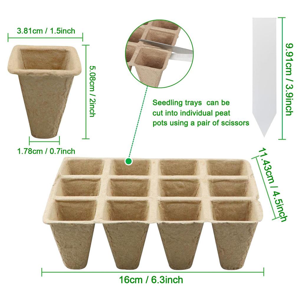 10/50pcs Seed Starter Tray Plants Growing Tray Degradable Seedling Germination Starter Tray for Flower Vegetable Garden Supplies