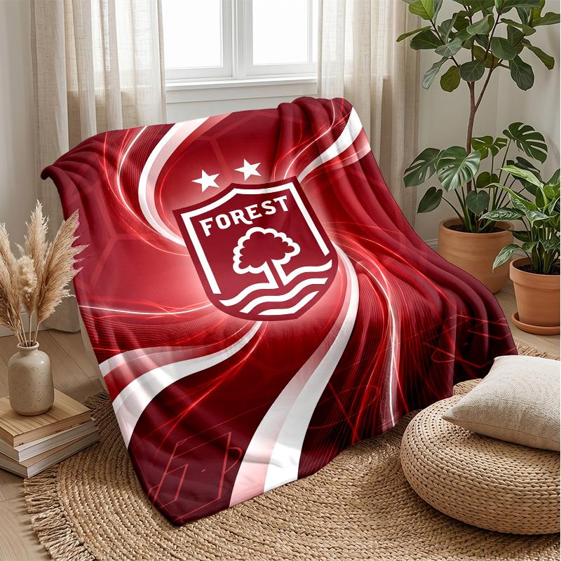 Nottingham Forest Football Print Flannel Blanket, Soft Warm Lightweight Throw Blanket for Sofa Bed Camping