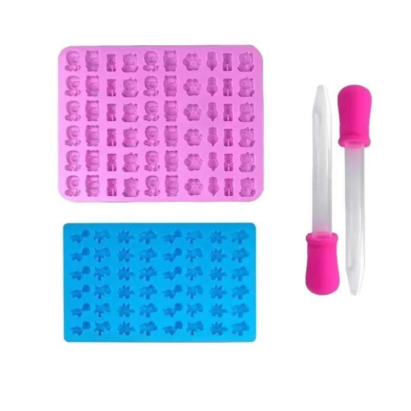 Форма для мармеладных мишек Силиконовая форма для шоколада с 2 пипетками Сделай сам Динозавр/Медведь/Сердце и Мини-пончики Праздничная форма для выпечки
