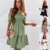 Summer Women's Strapless Halter Dress Sexy Short Sleeve Loose Dresses