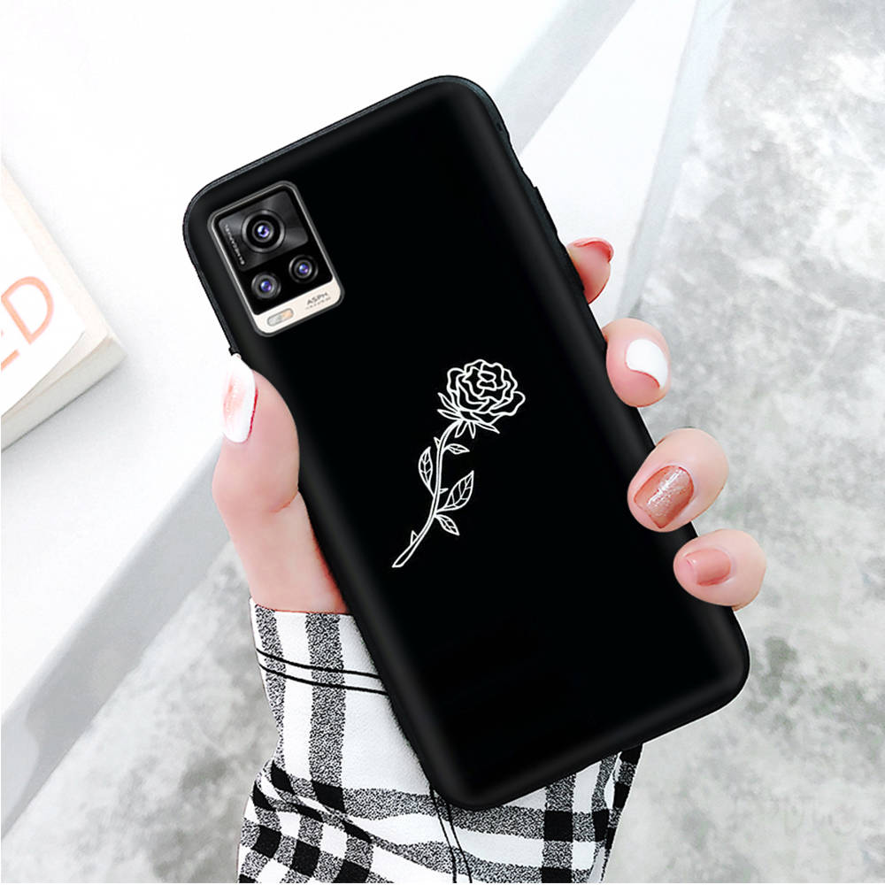 Черный чехол для Xiaomi Redmi 13C Note 9 iPhone XR 7 8 14 15 11 12 13 X XS Pro Max Samsung A25 S23 S24 FE Ultra Plus Rose