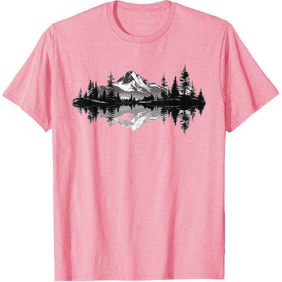 Mountain Landscape Reflection Forest Trees Outdoor Wildlife T-Shirt