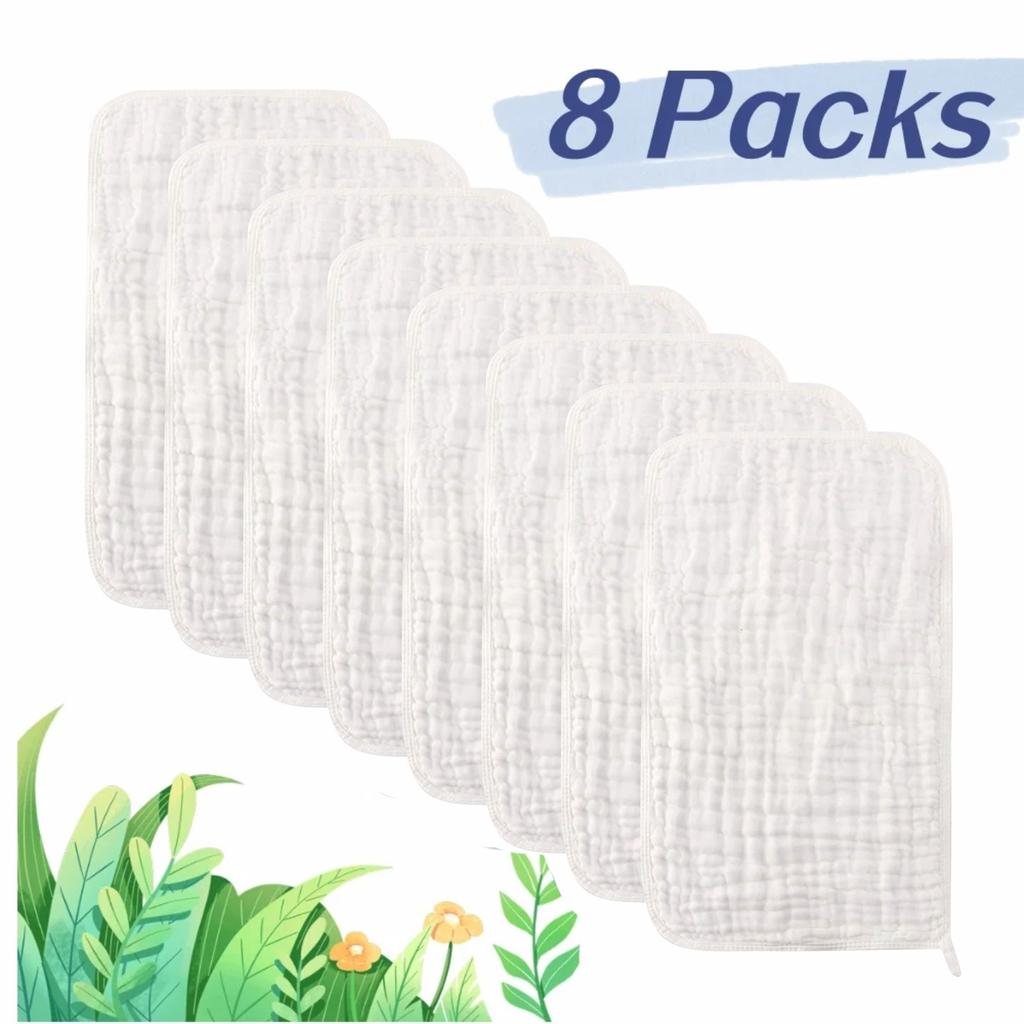 8 шт./упак. 10×20 дюймов, шестислойное детское полотенце для мытья лица, квадратное полотенце с пузырьками, мягкое впитывающее воду однотонное квадратное полотенце, детское полотенце-нагрудник