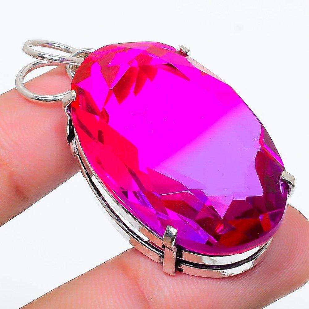 Подвеска из натурального двухцветного турмалина из стерлингового серебра 925 пробы 2,09 дюйма g9h05